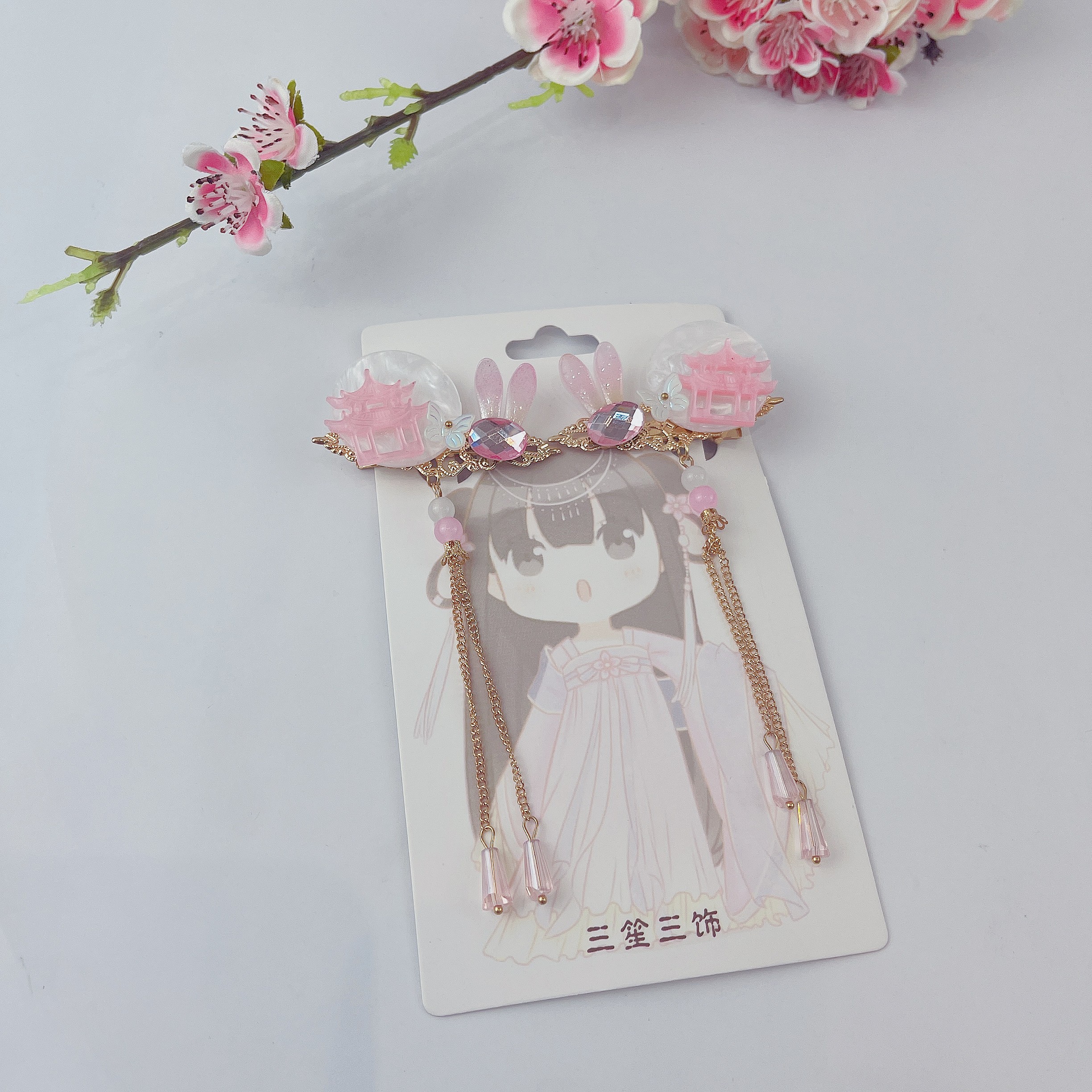 Hairless Hanfu versatile Chinese-style accessories - Chinese-style - Moon Palace Full Moon Jade Rabbit Pair detail image 4