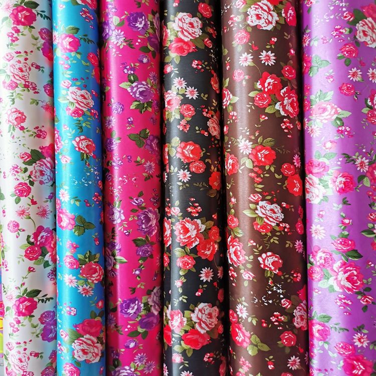 Color tirón estampado serie estampado flor lunar 100% poliéster tejido en el fondo espuma de PVC