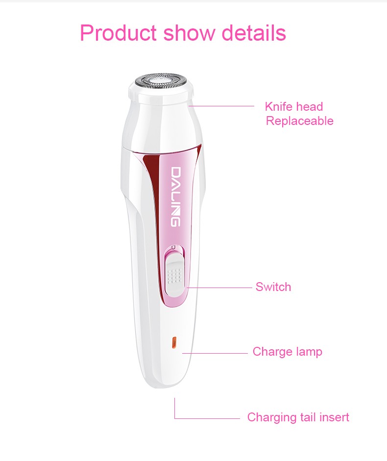 Daling DL-6019 Lady USB charging pull-out hair remover, Shaver, Razor, Hair Remover with light for cross-border use detail image 10
