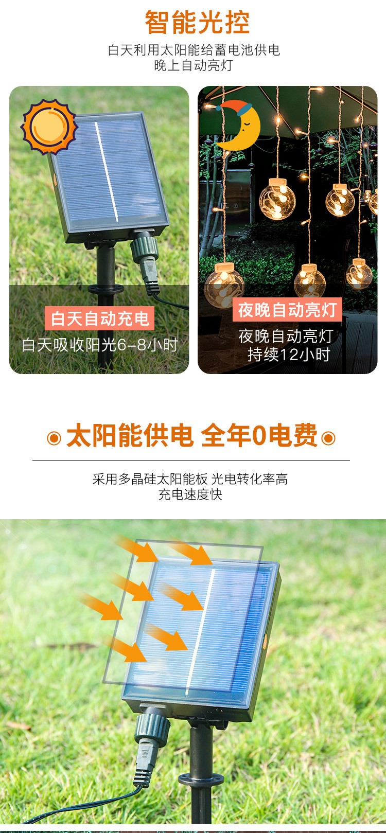 Solar led color lights, flashing lights, string lights, starry sky, New Year decoration, remote control wishing ball lights, Christmas room decoration detail image 2