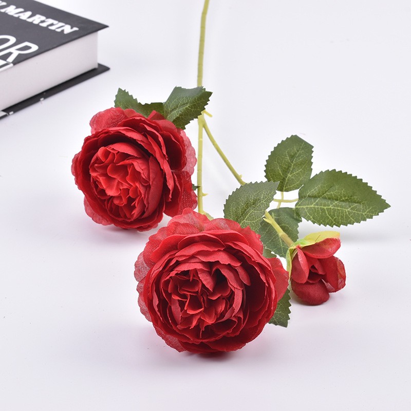 Wholesale 3 artificial peonies for home and wedding props, decorative flowers, silk flowers, and artificial peonies detail image 6