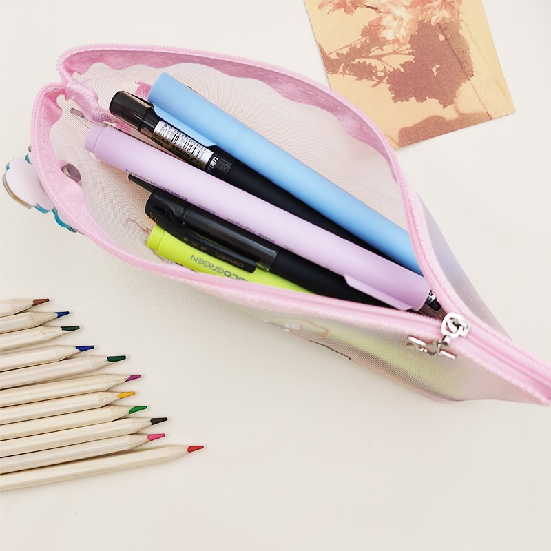 1065#厂家直销学生笔袋 优质尼龙网纱笔袋 赠送陀螺一个详情图3