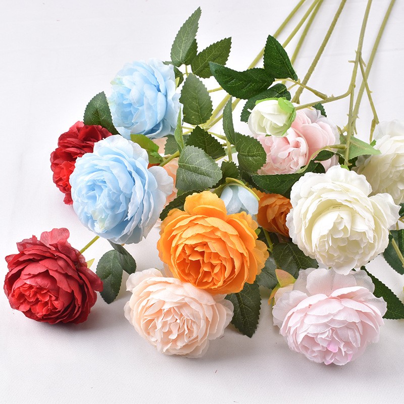Wholesale 3 artificial peonies for home and wedding props, decorative flowers, silk flowers, and artificial peonies detail image 10