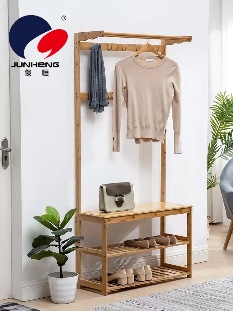 换鞋凳衣帽架挂衣架落地纯实木入户衣服杆子多功能挂钩衣帽换鞋凳详情7