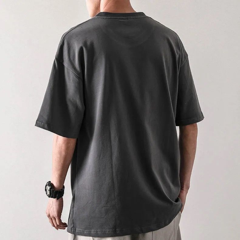 Pure cotton short-sleeved T-shirt for men, summer trend round-neck half-sleeved new Korean style loose and versatile men's T-shirt top 84 details Picture