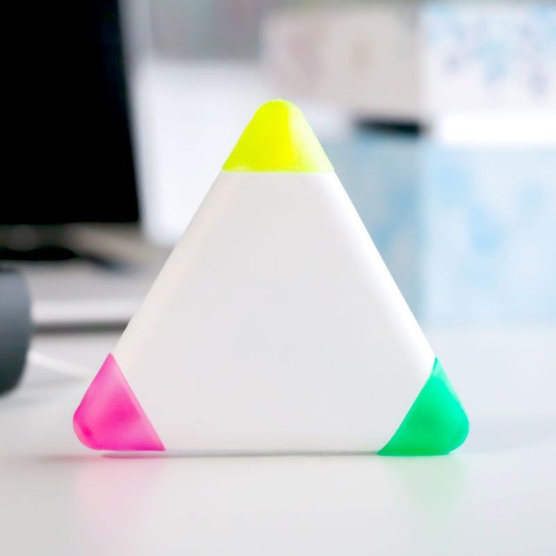 3色三角形荧光笔创意三角造型荧光笔学生重点标记笔详情图2