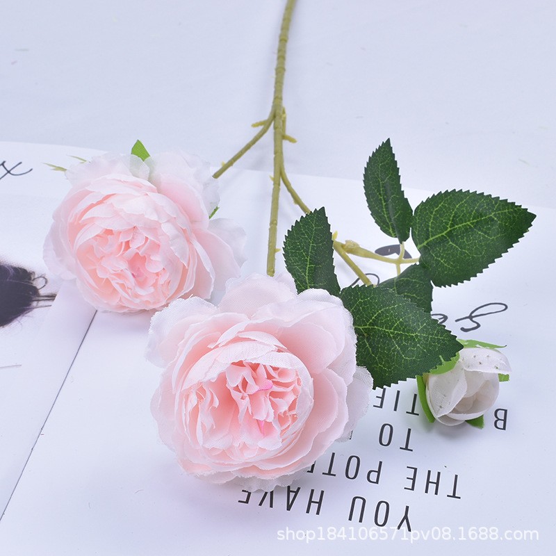 Wholesale 3 artificial peonies for home and wedding props, decorative flowers, silk flowers, and artificial peonies detail image 2