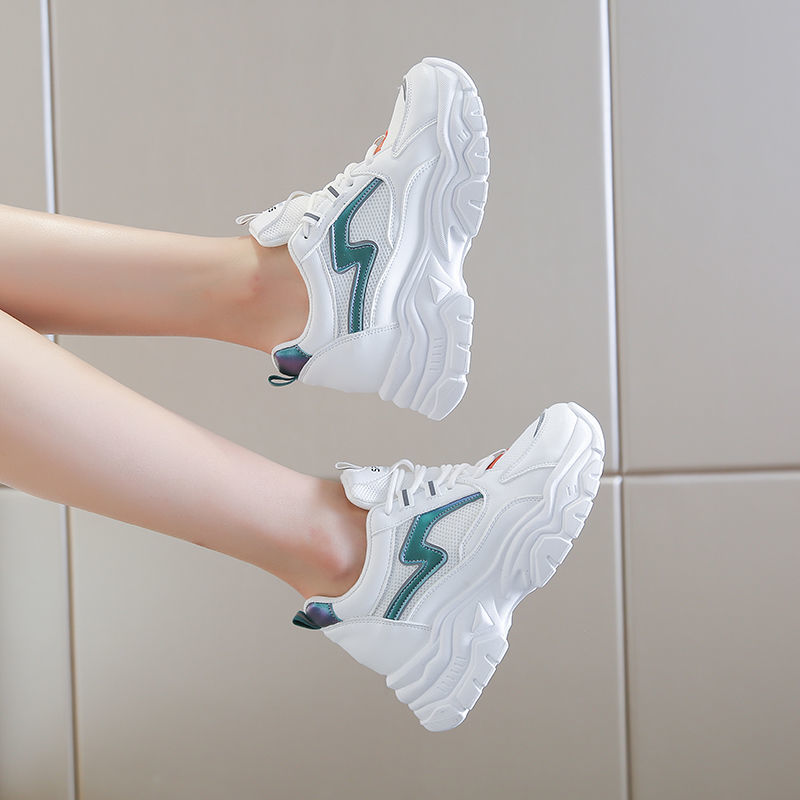 内增高小白鞋子2021新款秋季厚款透气厚底老爹鞋百搭休闲增高女鞋细节图