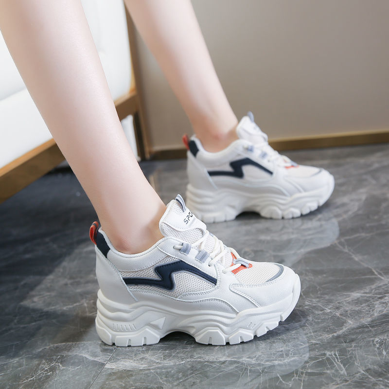 内增高小白鞋子2021新款秋季厚款透气厚底老爹鞋百搭休闲增高女鞋产品图