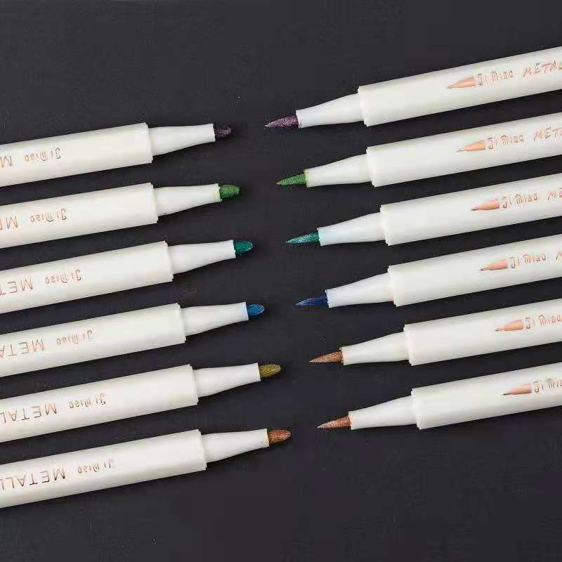 双头金属色油漆笔彩色涂鸦绘画笔手账标记笔细节图