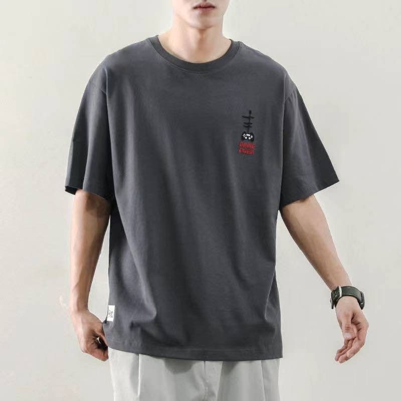 Pure cotton short-sleeved T-shirt for men, summer trend round-neck half-sleeved new Korean style loose and versatile men's T-shirt top 64