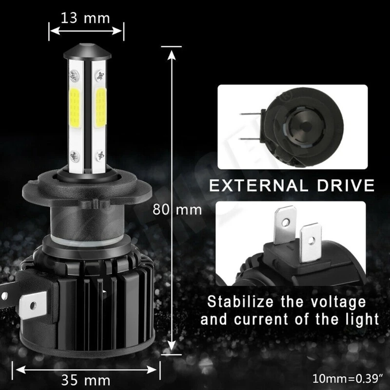 Car lights 4COB, car lights LEDH4, direct plug-in H11, H7, H1 9006, 9005, H3 detail image 5