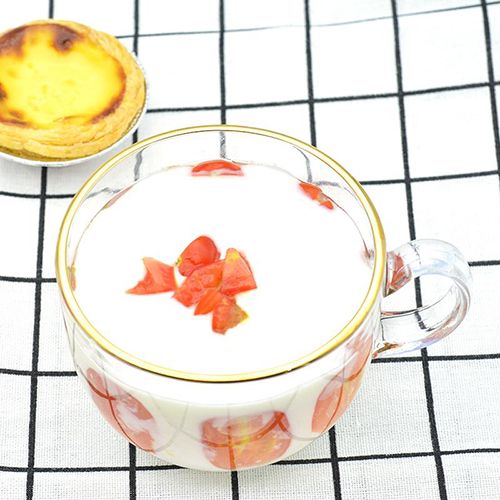 金边玻璃燕麦杯网红酸奶杯咖啡杯带把厂家批发