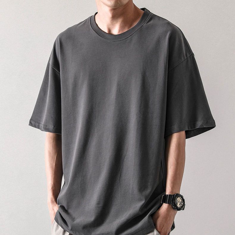 Pure cotton short-sleeved T-shirt for men, summer trend round-neck half-sleeved new Korean style loose and versatile men's T-shirt top 84