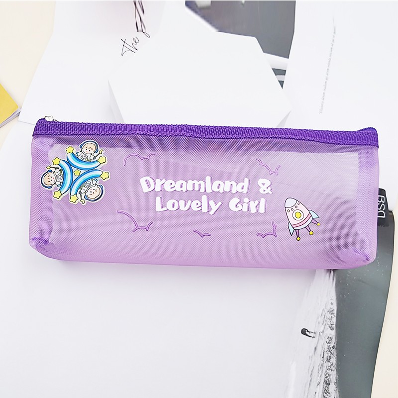 1065#厂家直销学生笔袋 优质尼龙网纱笔袋 赠送陀螺一个详情图7