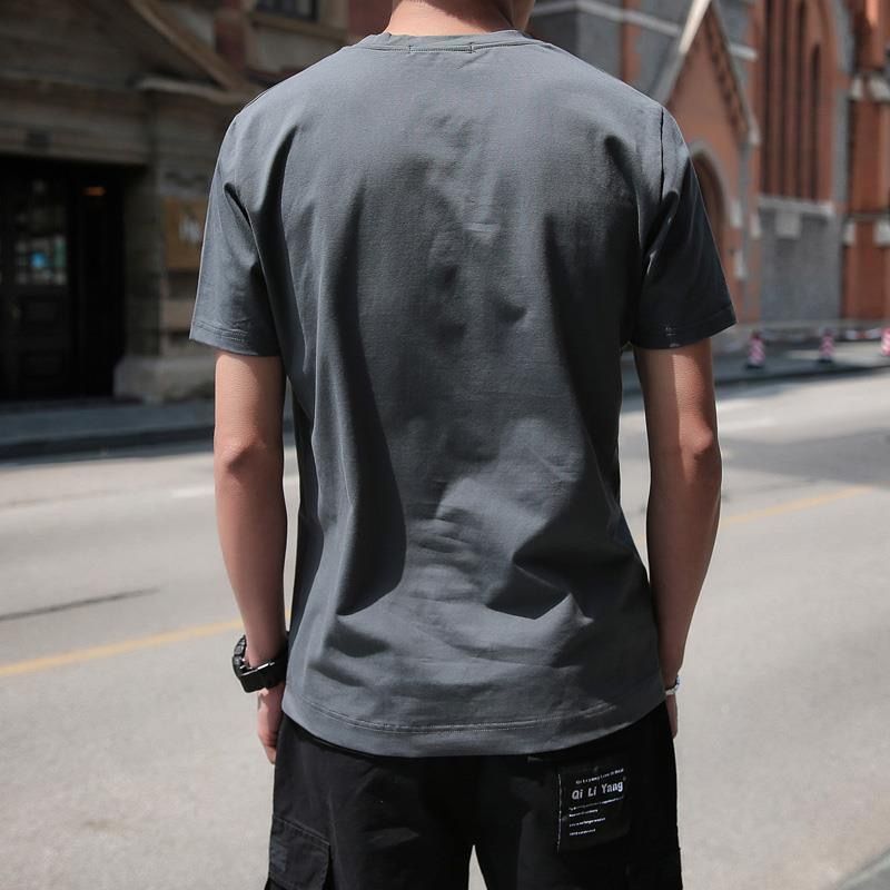 Pure cotton short-sleeved T-shirt for men, summer trend round-neck half-sleeve new Korean style loose and versatile men's T-shirt top 235