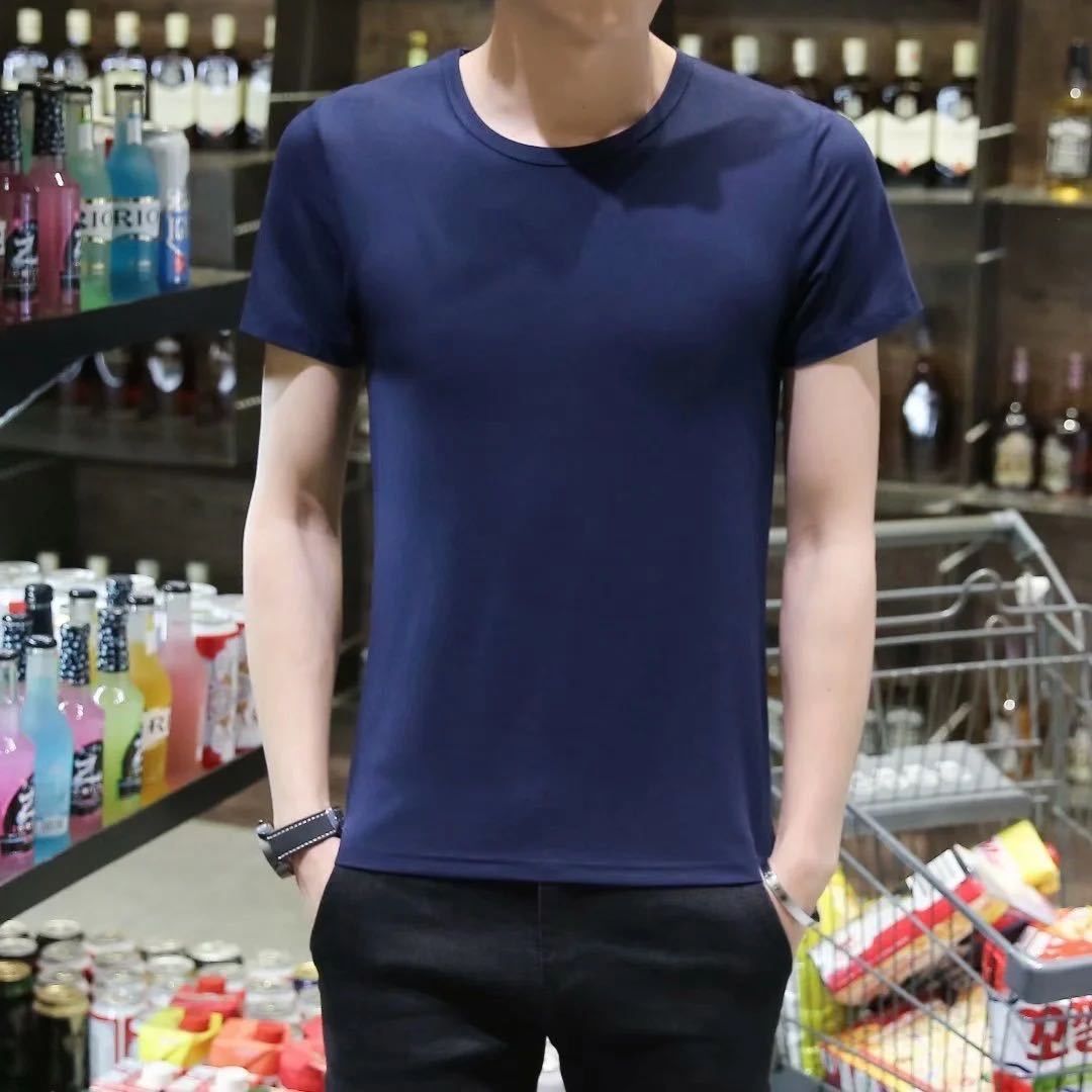 Pure cotton short-sleeved T-shirt for men, summer trend round-neck half-sleeved new Korean style loose and versatile men's T-shirt top 238