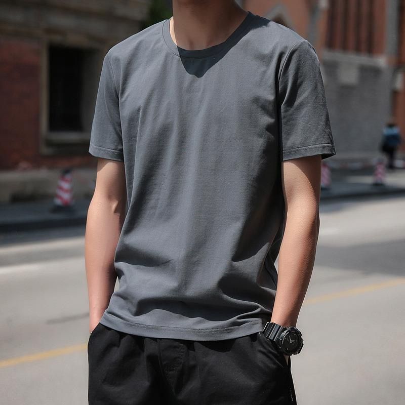 Pure cotton short-sleeved T-shirt for men, summer trend round-neck half-sleeve new Korean style loose and versatile men's T-shirt top 233 details Picture