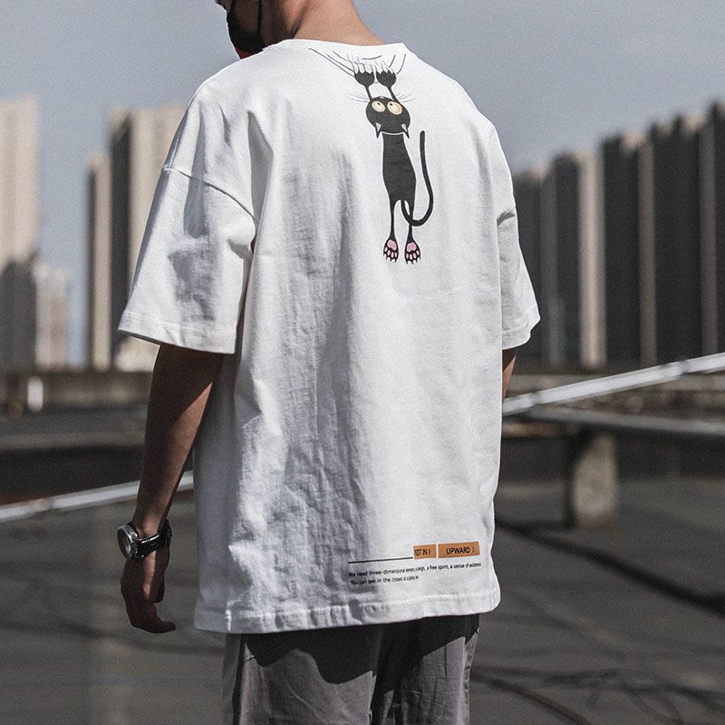 Pure cotton short-sleeved T-shirt for men, summer trend round-neck half-sleeved new Korean style loose and versatile men's T-shirt top 83