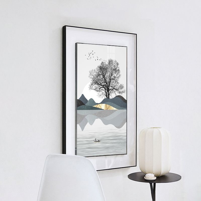 Lake And Mountains Modern Simple Light Luxury Bedroom Bed Decoration Painting Banner Master Bedroom Abstract Hanging Painting Living Room Painting Specification drawing