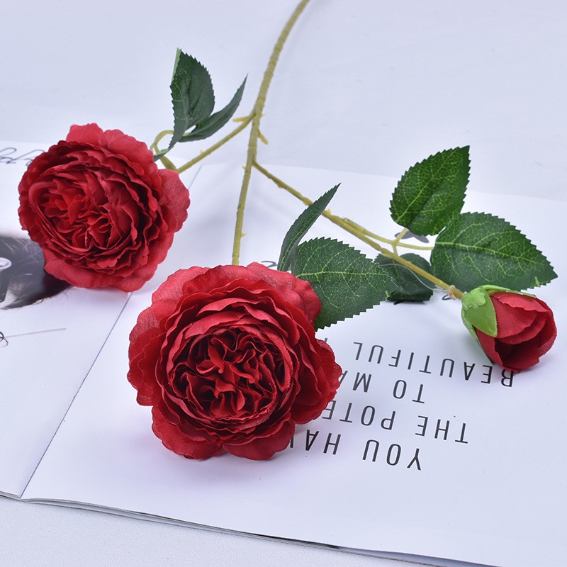 Wholesale 3 artificial peonies for home and wedding props, decorative flowers, silk flowers, and artificial peonies detail image 1