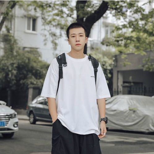 Pure cotton short-sleeved T-shirt for men, summer trend round-neck half-sleeve new Korean style loose and versatile men's T-shirt top 78