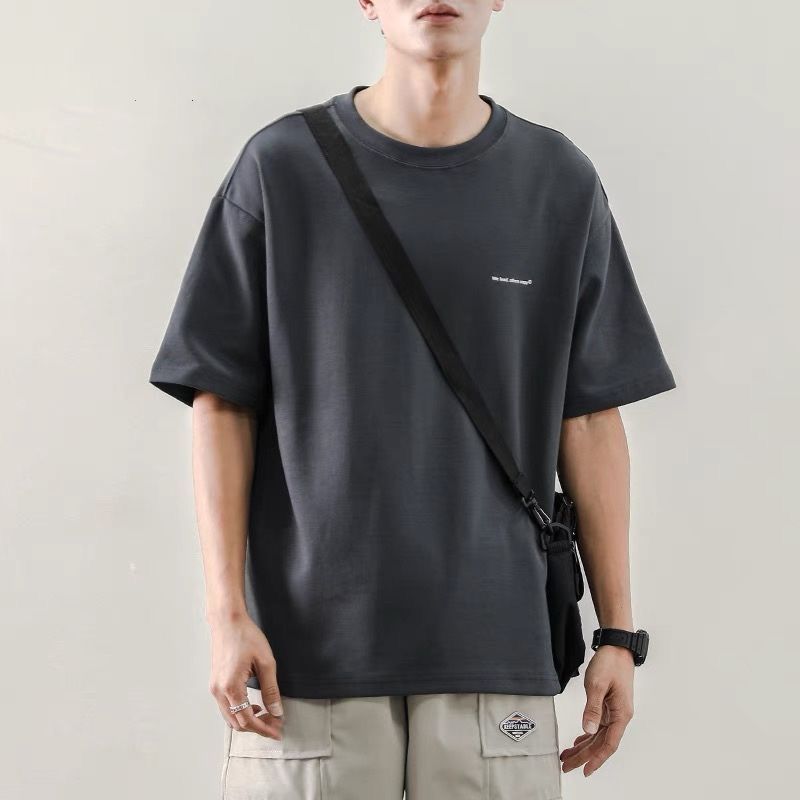 Pure cotton short-sleeved T-shirt for men, summer trend round-neck half-sleeve new Korean style loose and versatile men's T-shirt top 230 details Picture