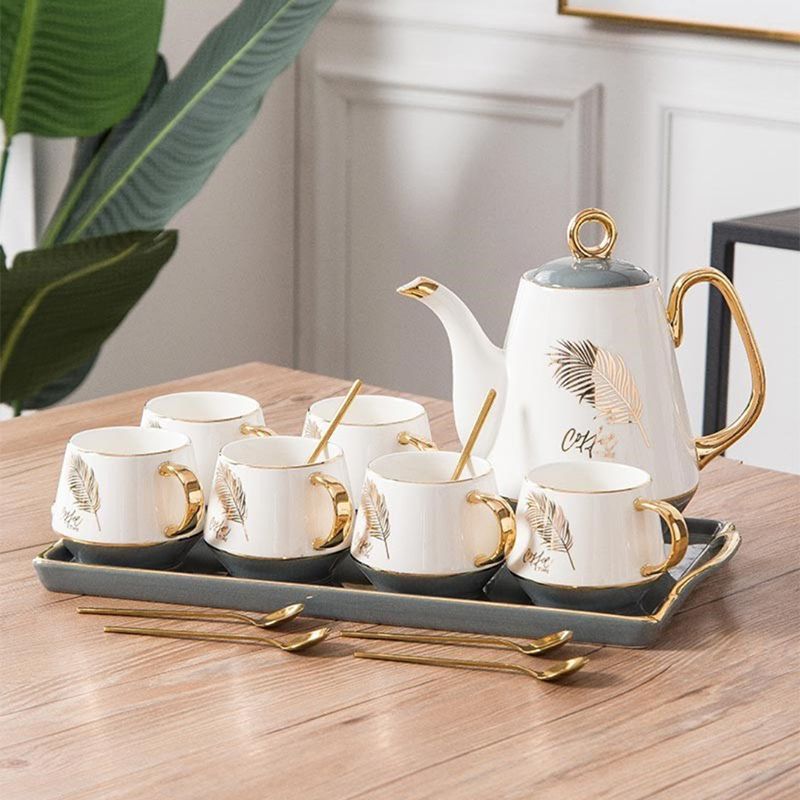 Ceramic water sets, tea sets, coffee sets, flower tea sets, light luxury tea set sets, Nordic ceramic simple porcelain cups details Picture