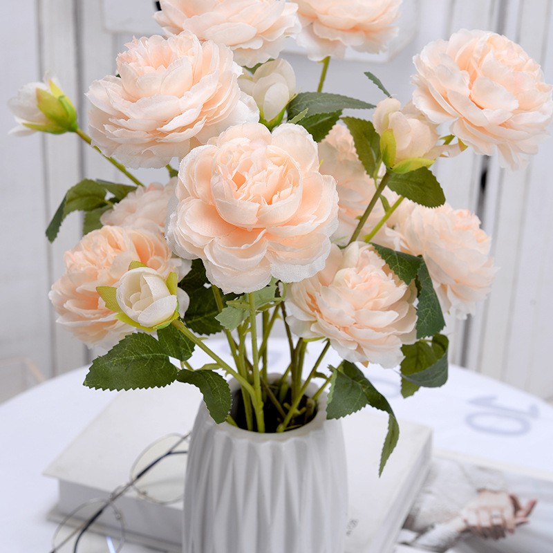 Wholesale 3 artificial peonies for home and wedding props, decorative flowers, silk flowers, and artificial peonies detail image 9