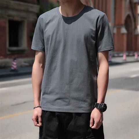 Pure cotton short-sleeved T-shirt for men, summer trend round-neck half-sleeve new Korean style loose and versatile men's T-shirt top 235 details Picture