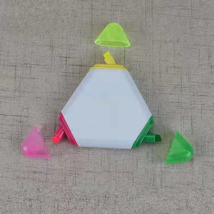 3色三角形荧光笔创意三角造型荧光笔学生重点标记笔细节图