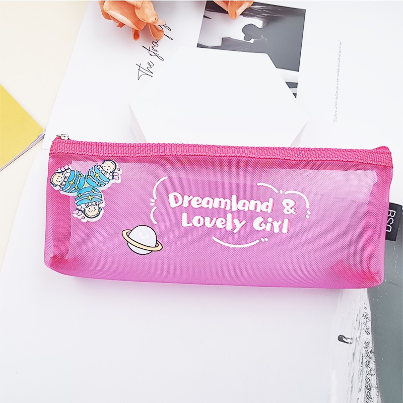 1065#厂家直销学生笔袋 优质尼龙网纱笔袋 赠送陀螺一个详情图6