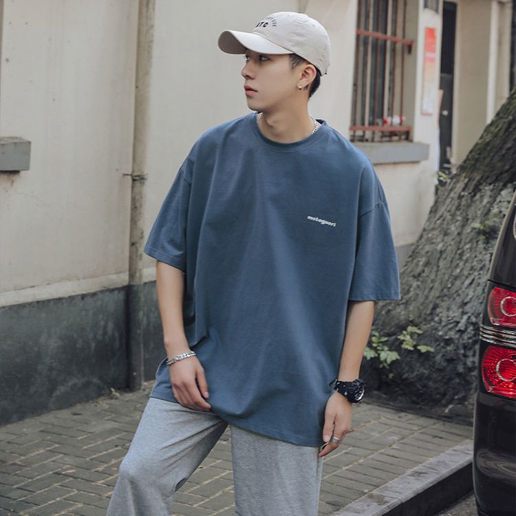 Pure cotton short-sleeved T-shirt for men, summer trend round-neck half-sleeve new Korean style loose and versatile men's T-shirt top 78 details Picture