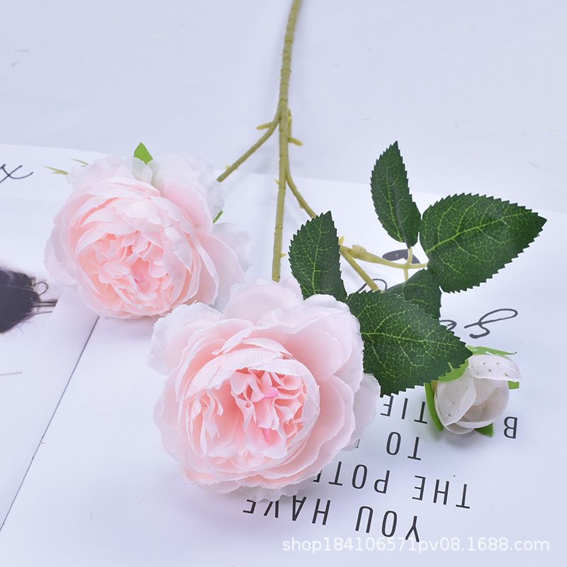 Wholesale 3 artificial peonies for home and wedding props, decorative flowers, silk flowers, and artificial peonies Specification image