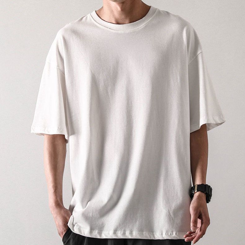 Pure cotton short-sleeved T-shirt for men, summer trend round-neck half-sleeved new Korean style loose and versatile men's shirt, 228 details Picture