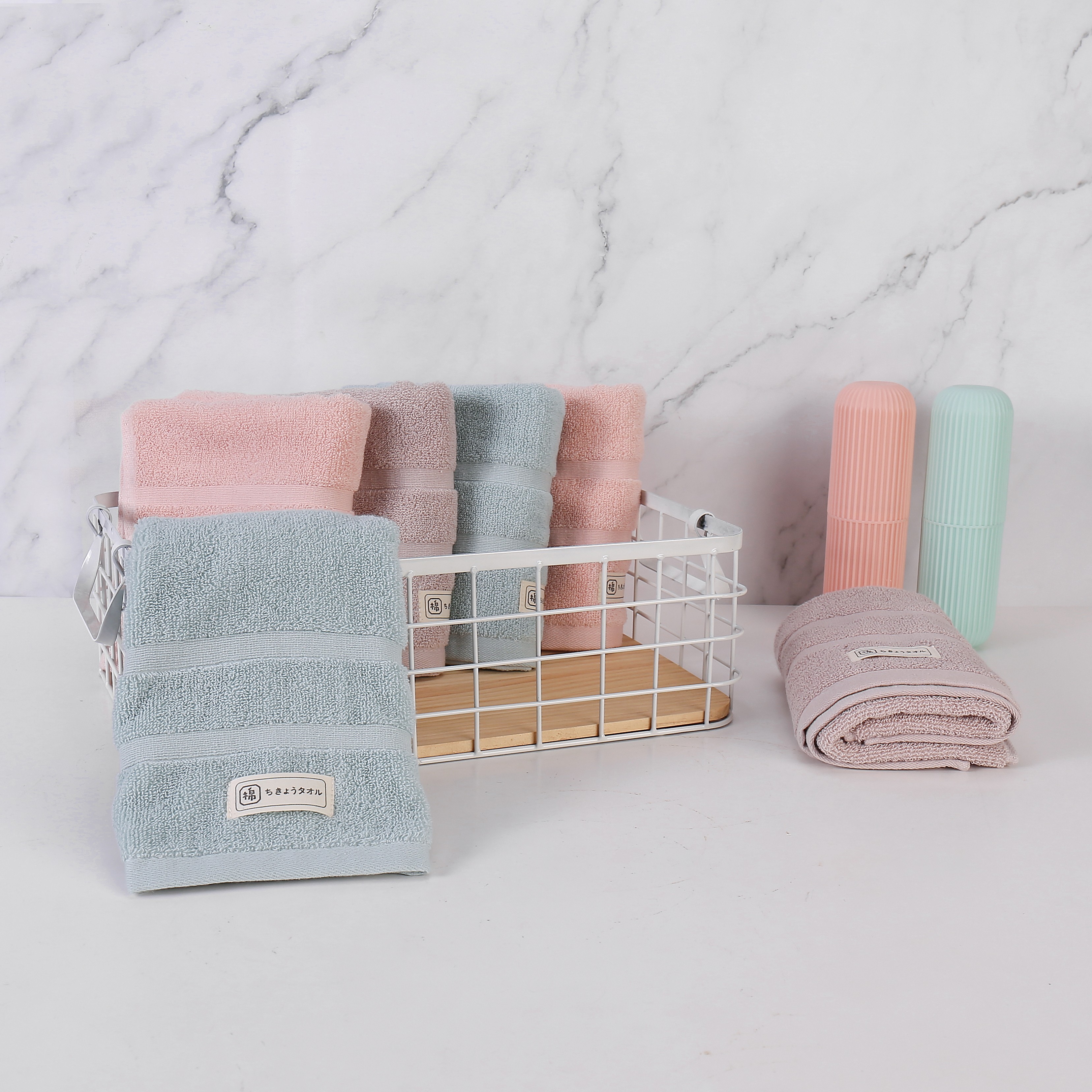 Yiwu Good Goods - Futian Pure Cotton Towel Gift Box contains 2 towels with random colors detail image 7