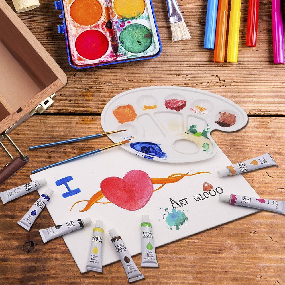 Hot-selling artist portable desktop art easel set with brush acrylic color palette set Application Scenario