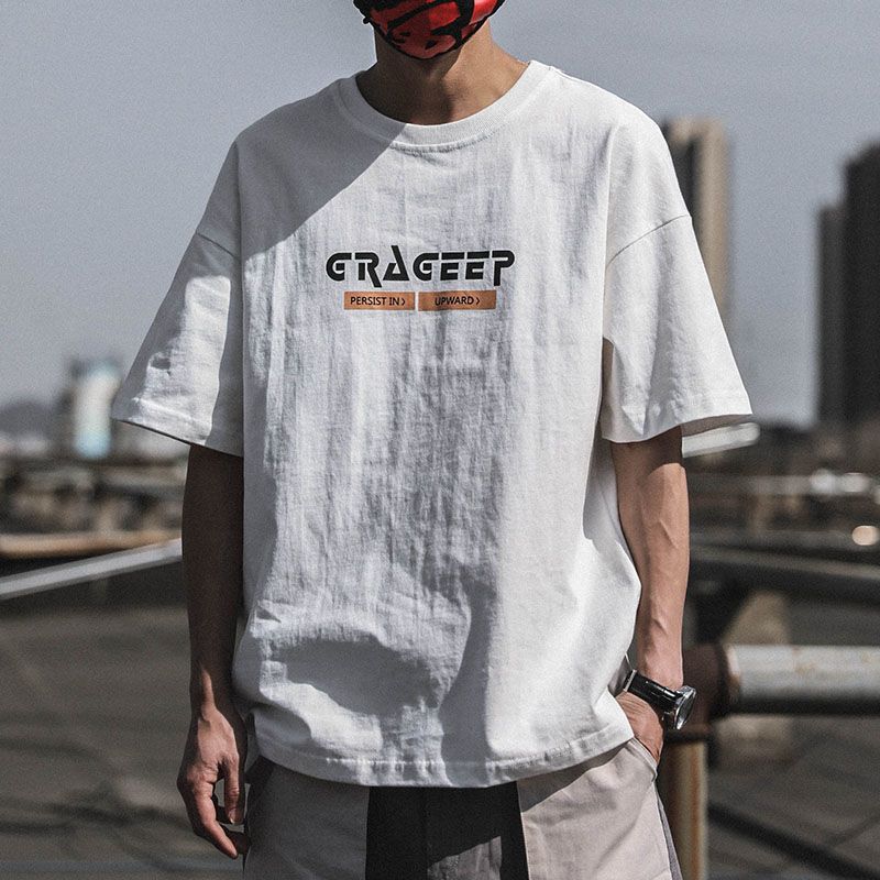 Pure cotton short-sleeved T-shirt for men, summer trend round-neck half-sleeved new Korean style loose and versatile men's T-shirt top 83 details Picture