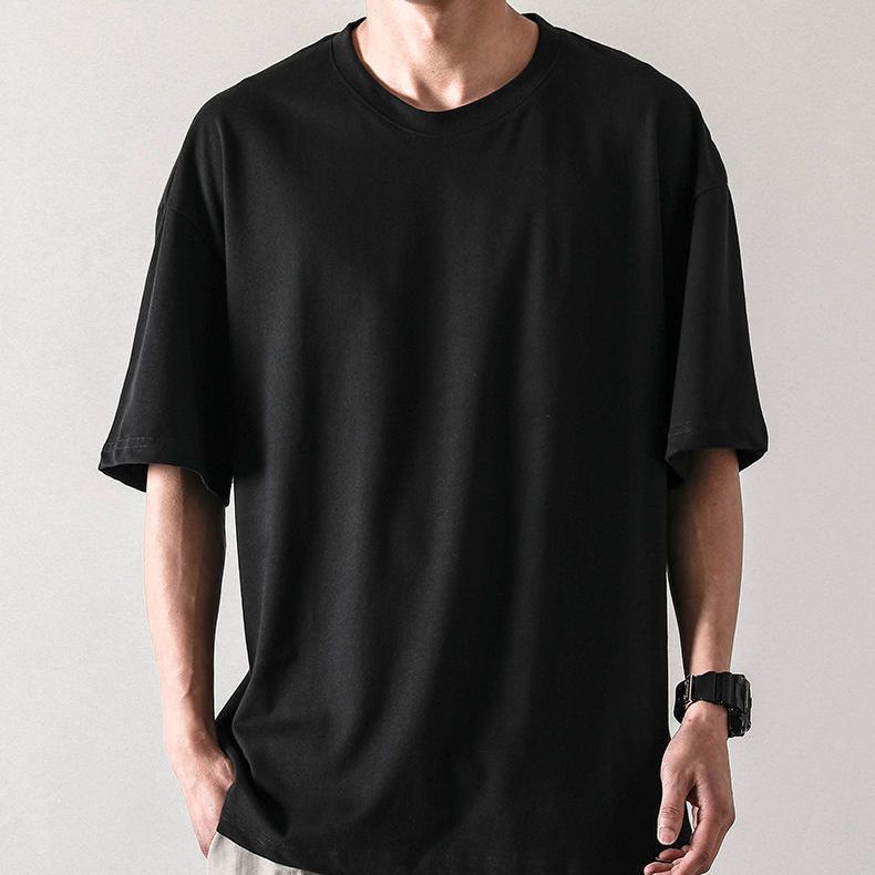 Pure cotton short-sleeved T-shirt for men, summer trend round-neck half-sleeved new Korean style loose and versatile men's shirt, 228