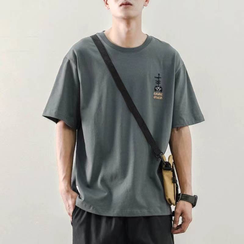 Pure cotton short-sleeved T-shirt for men, summer trend round-neck half-sleeve new Korean style loose and versatile men's T-shirt top 67