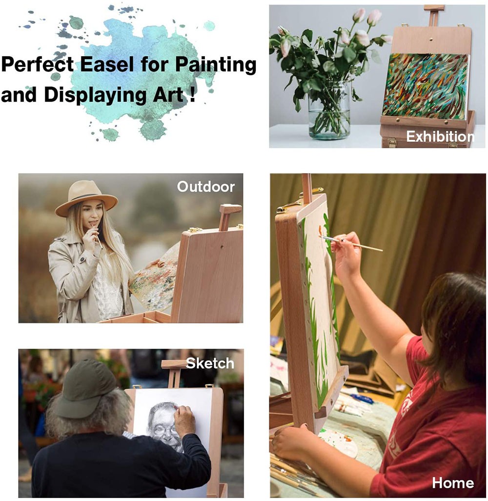 Hot-selling artist portable desktop art easel set with brush acrylic color palette set detail image 5
