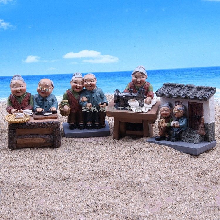 厂家直供缝纫机包饺子门前老人蛋糕多肉花盆水族馆鱼缸造景装饰