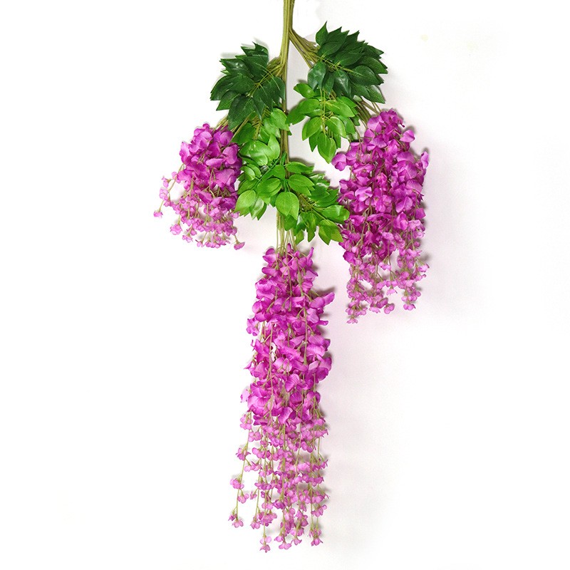 Wholesale of artificial wisteria flowers for the living room, plastic wisteria, green leaf wisteria, and wedding decoration detail image 8