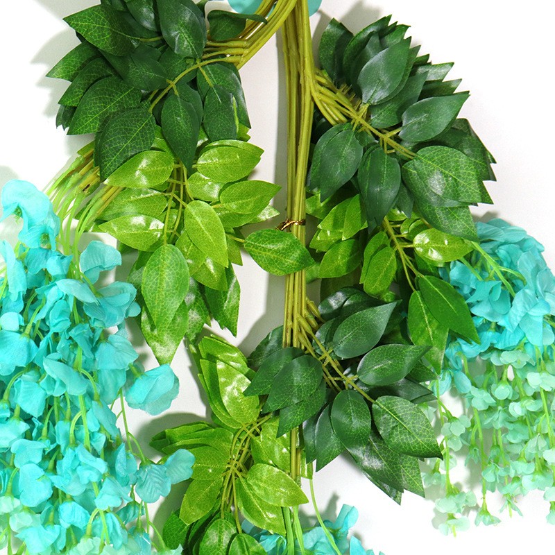 Wholesale of artificial wisteria flowers for the living room, plastic wisteria, green leaf wisteria, and wedding decoration detail image 9