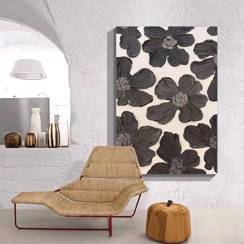 Hand-Painted Oil Painting Personality Small Flower Large Thick Color Porch Decorative Painting details Picture