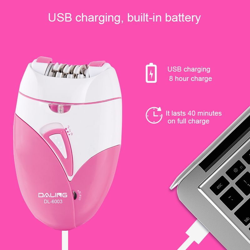 DALING-6003 Ladies' USB charging pull-out hair remover, Razor, shaver, Hair remover with light, cross-border Application Scenario