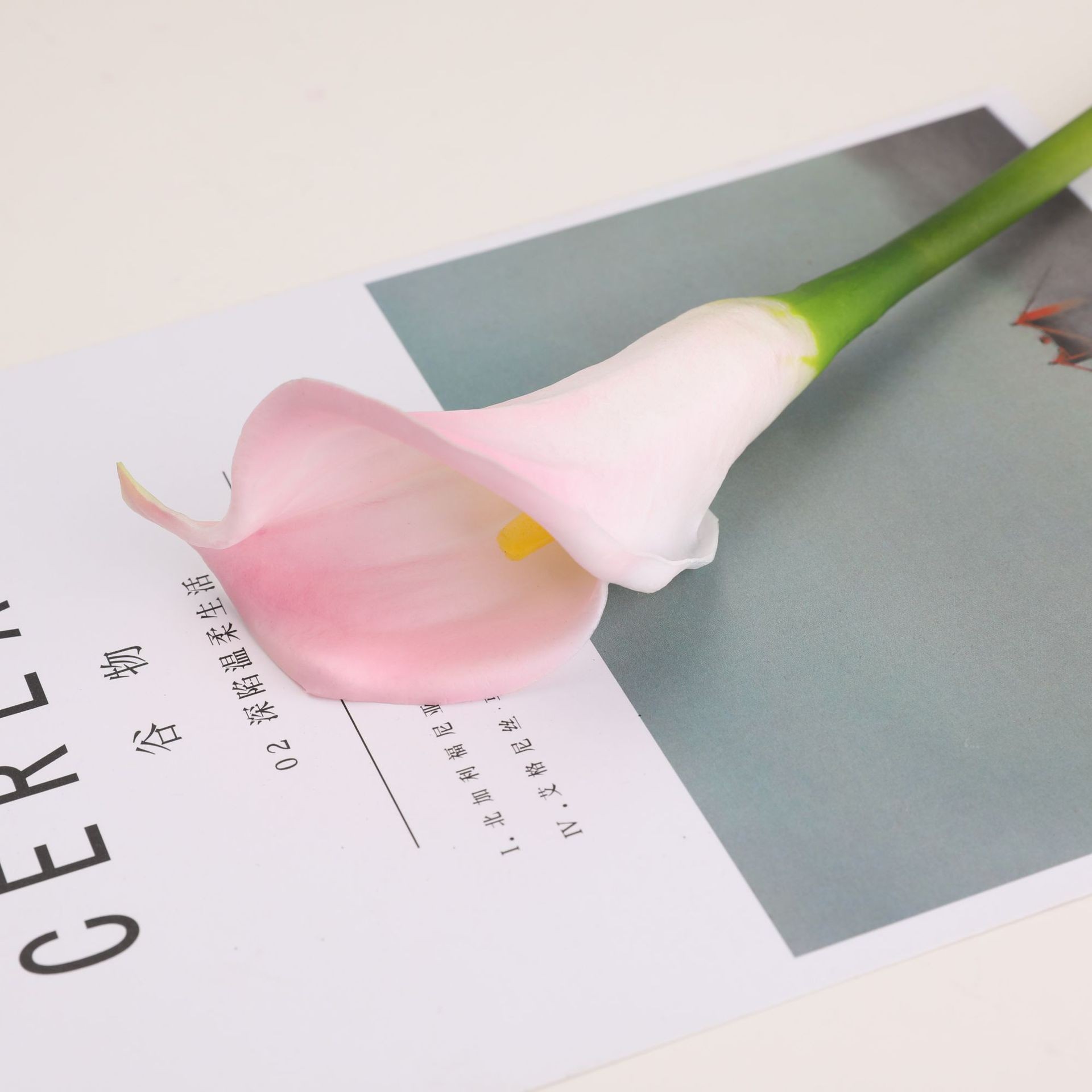 Wholesale pu artificial flower decoration, tactile PU artificial rolled edge small calla lily from the manufacturer detail image 3