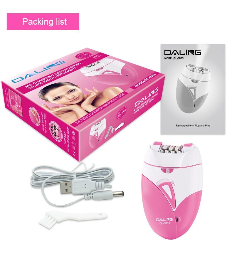 DALING-6003 Ladies' USB charging pull-out hair remover, Razor, shaver, Hair remover with light, cross-border pic 11