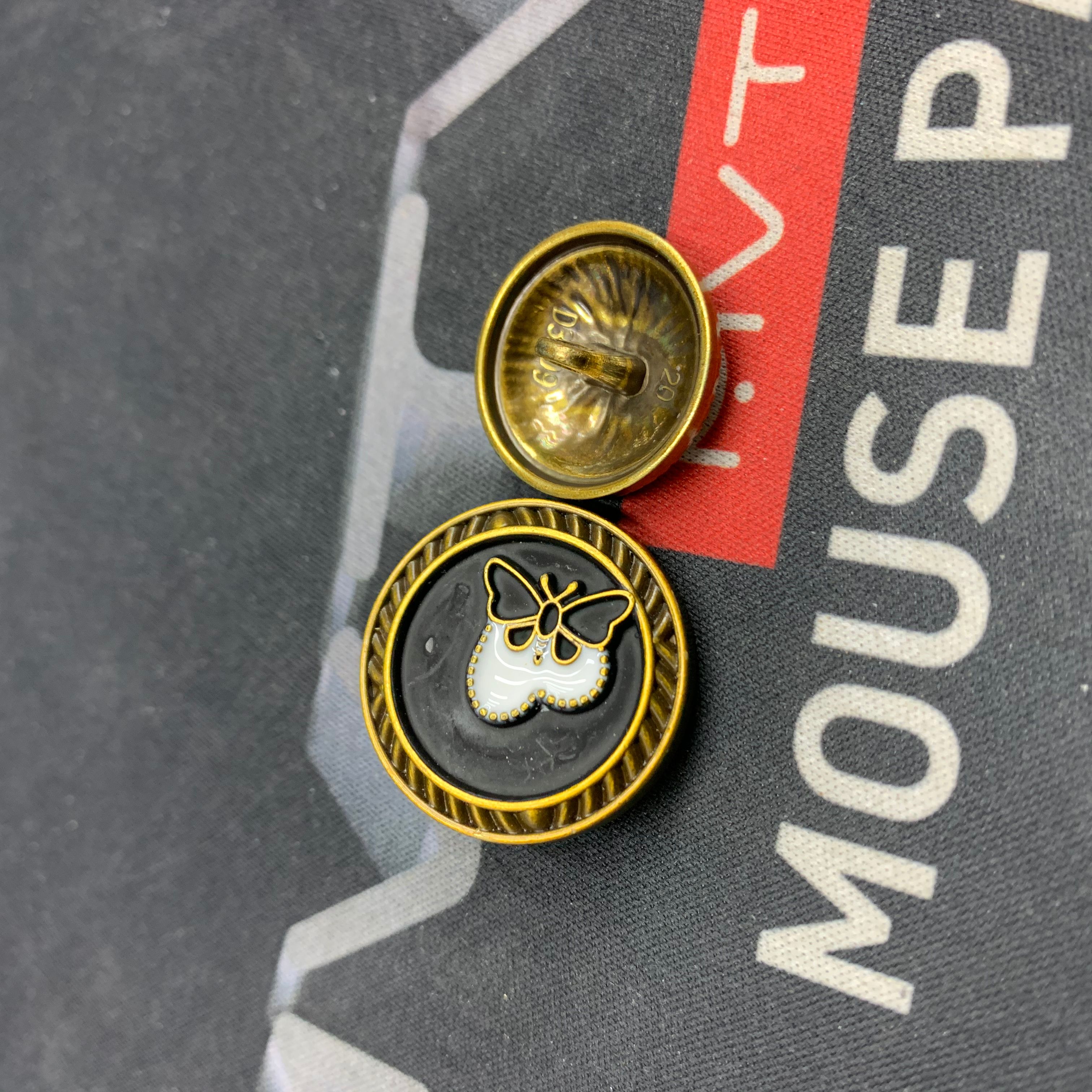 合金 蝴蝶 搓漆手缝扣 青古铜 搓黑白漆 