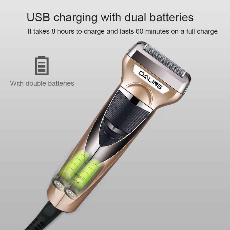 DALING-9045 Three-in-one Shaver, reciprocating electric rechargeable razor, multi-functional Hairdresser, Nose Hair Razor, Gold set, wholesale for export, three-in-one shaver, hairdresser, nose hair razor details Picture